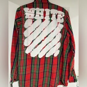 Off- White Spray Paint Plaid Shirt - M